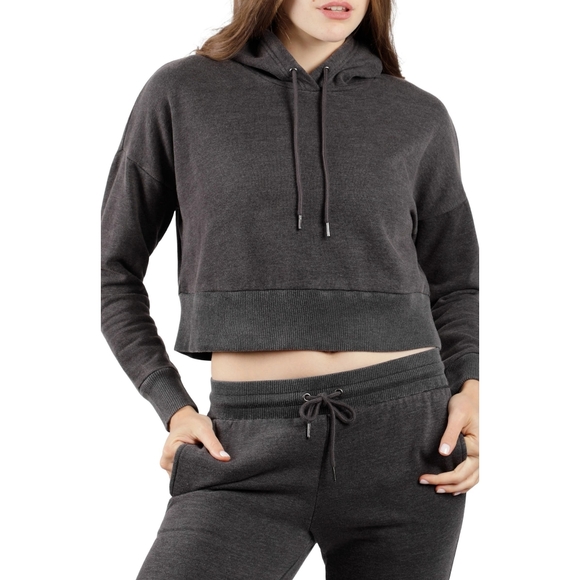 90 Degree By Reflex Tops - NWT 90 Degree by Reflex Women's Char Crop Hooded Sweatshirt